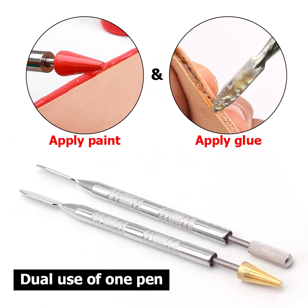 Leather Edge Double Head Oil Gluing Dye Pen Glue Painting Roller Pen Stick Paint Roller Tool DIY Leather Craft Double Side Tool