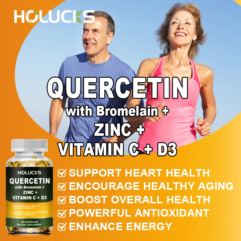 Quercetin Immune Support Supplements, with Bromelain, Zinc, Vitamins C & D3, Boost Defense & Seasonal Comfort, Daily Vitality