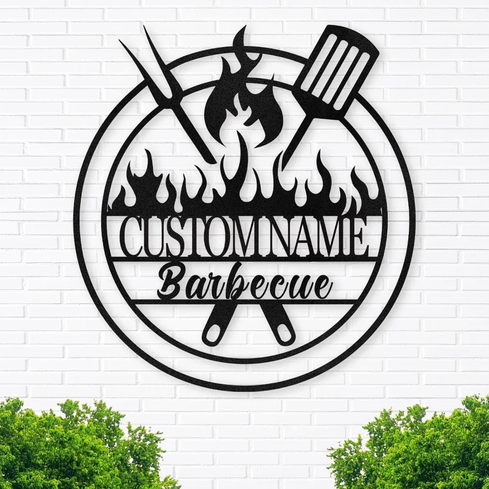 Exquisite Custom BBQ Metal Sign, Uniquely Transformed Into Stunning Personalized Barbecue Wall Art, Ideal for Outdoor Kitchens.