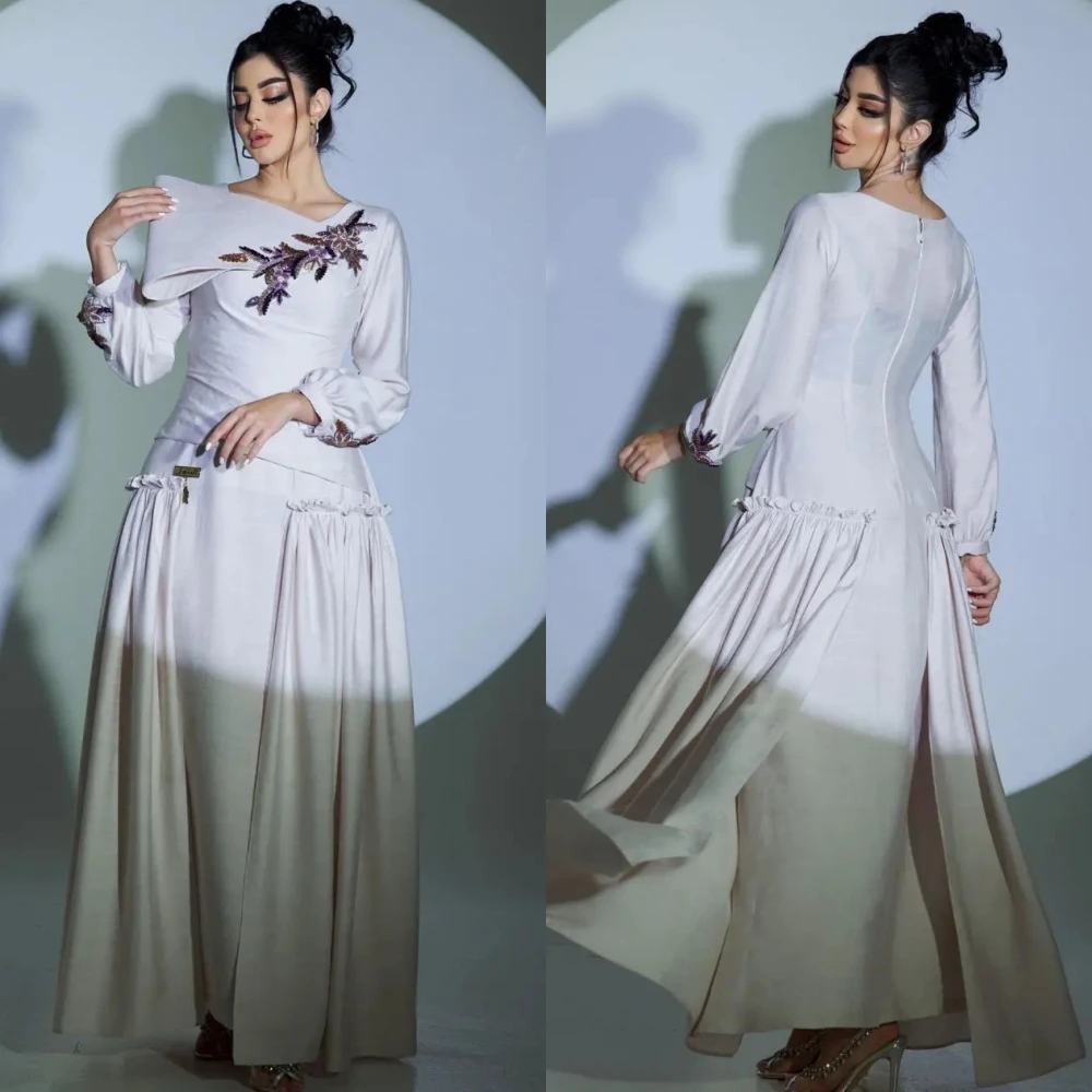 

Jiayigong Intricate Fashion Bateall A-line Applique Satin Formal Occasion Gown evening dresses luxury 2023 robes bal de promo