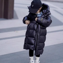 Girls Down Coat Jacket Cotton Windbreak Outwear 2023 Black Warm Thicken Velvet Winter Skiwear Plus Size Children's Clothing