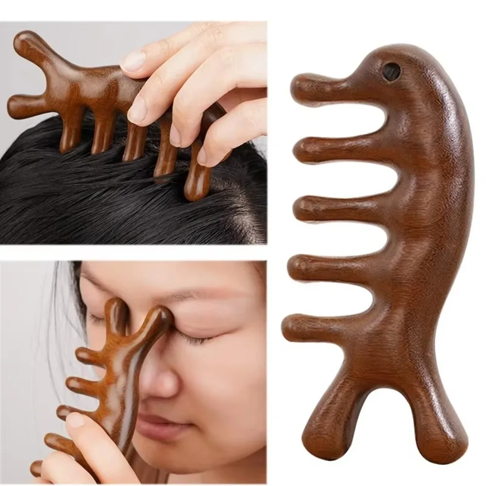 Gifts Portable Body Meridian Massage Comb Multi-function Scalp Hair Comb Tools Five Wide Tooth Combs Dolphin Wooden Massage Comb