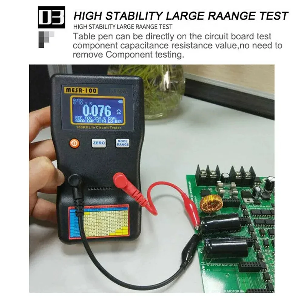 ESR الجهد متر فاحص السعة أوم MESR-100 V2 0.001 إلى 100R المقاومة متر المهنية السيارات المدى مكثف