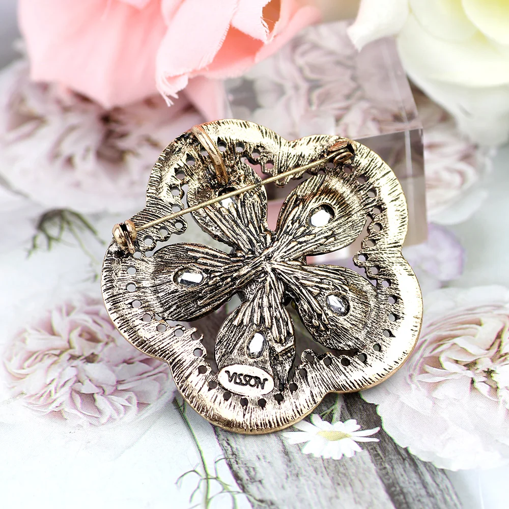 Sunspicems Vintage Gray Crystal Turkish Brooch Pin For Women Ethnic Bridal Jewelry Arab Hijab Scarf Broches Brooch Rhinestone