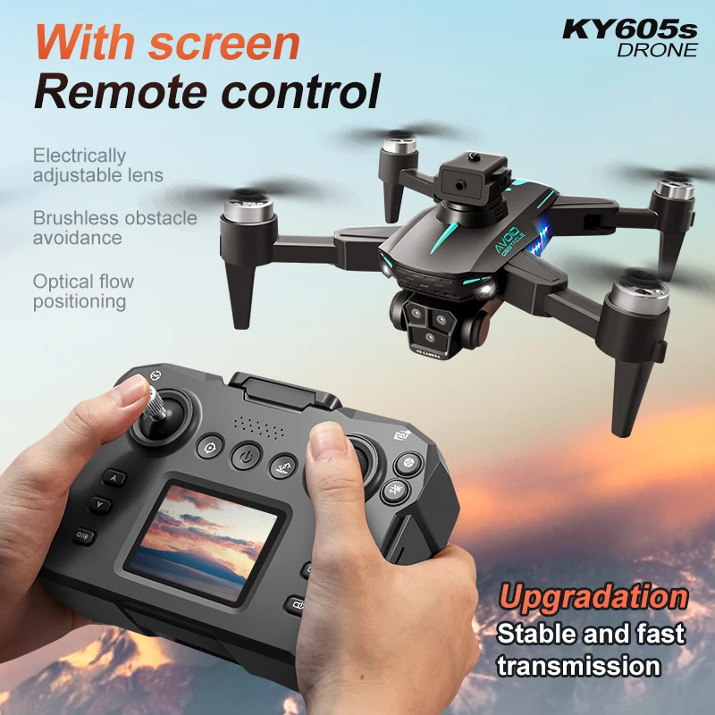 

KY605s Max LCD Screen Control Drone Professional HD ESC Dual Camera Obstacle Avoidance Optical Flow Remote Control Helicopter