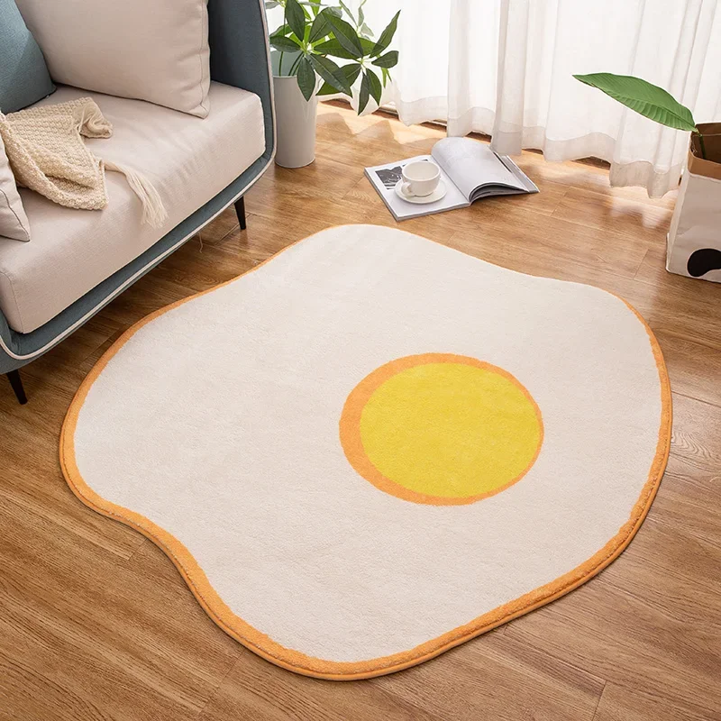 

Cream Style Irregular Bedroom Carpet Poached Egg Living Room Carpets Soft Soundproof Rug Waterproof Non-Slip Coffee Table Rugs