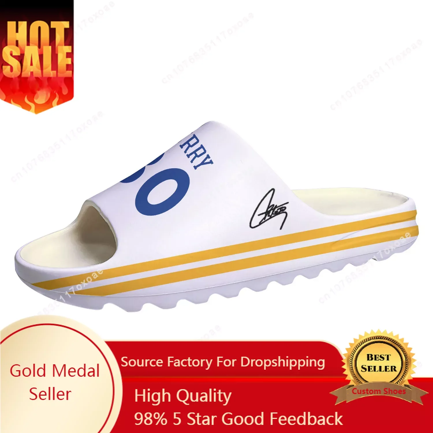 

Golden basketball Soft Sole Sllipers Home Clogs chef Stephen Curry NO 30 Step On Water Shoes Mens Womens Teenager Custom Sandals