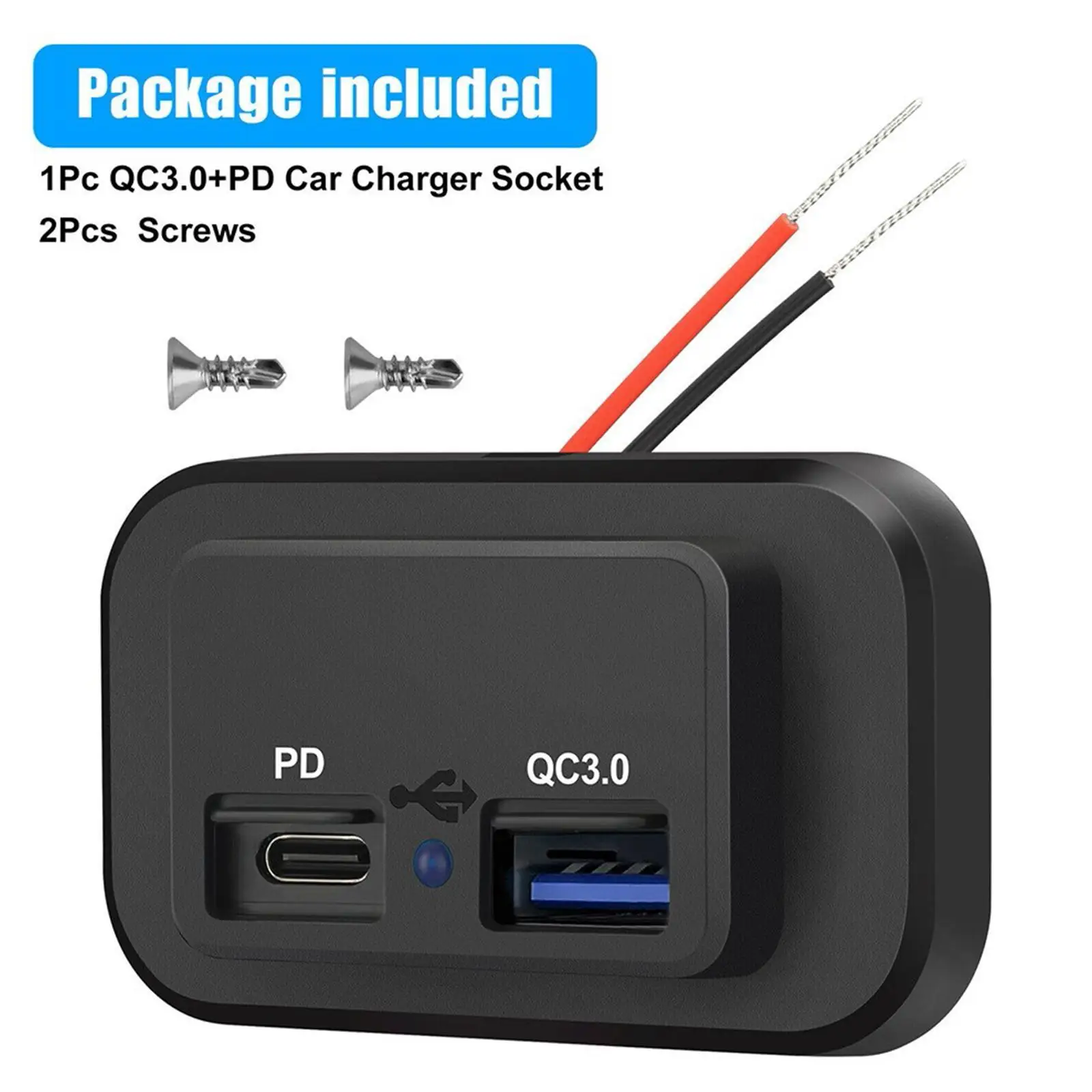 

PD QC3.0 Car Charger Socket Quick Charge 12V/24V For Motorcycle Auto Truck ATV RV Bus Dual USB Power Adapter Outlet LED Light