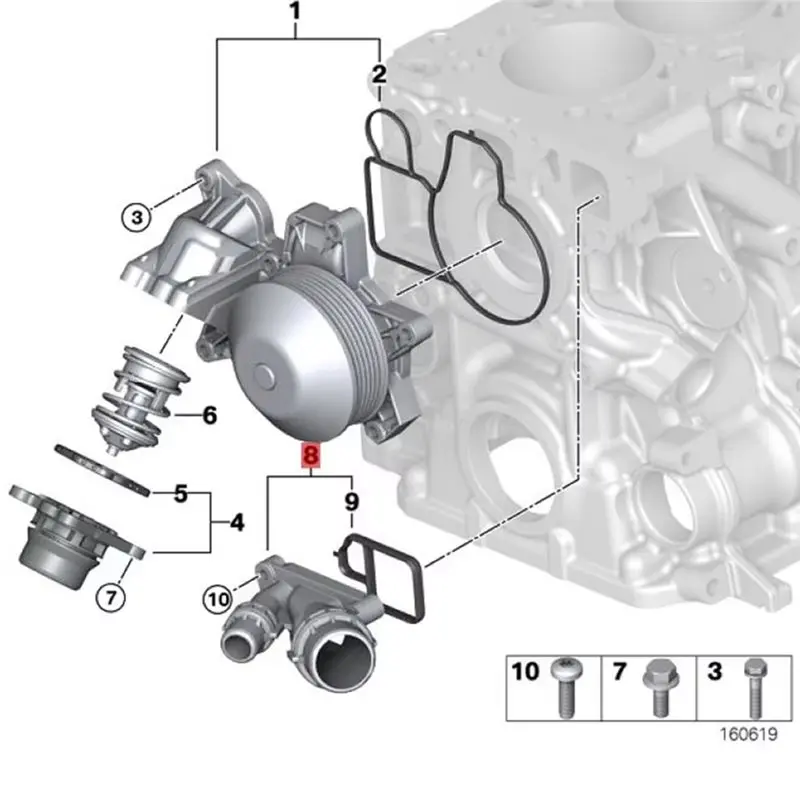 ข้อต่อระบบระบายความร้อนรถยนต์ สำหรับ BMW E81 E90 E60 F10 N47 N47s N57 N57S  ฝาครอบเทอร์โมสตัทน้ำหล่อเย็นเครื่องยนต์