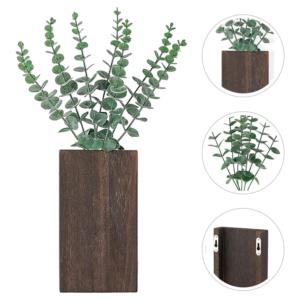 Wall Planter for Indoor Plants Wooden Flower Pot Pots Artificial Hanging Basket with Coffee Farmhouse Decoration