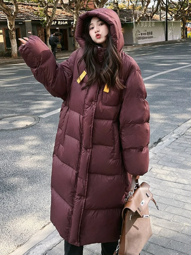 Women\'s Winter Down Jacket 2024 New Puffer Coats Thickened Loose Coats Down High Street Trend Hooded Long Women\'s Outerwears