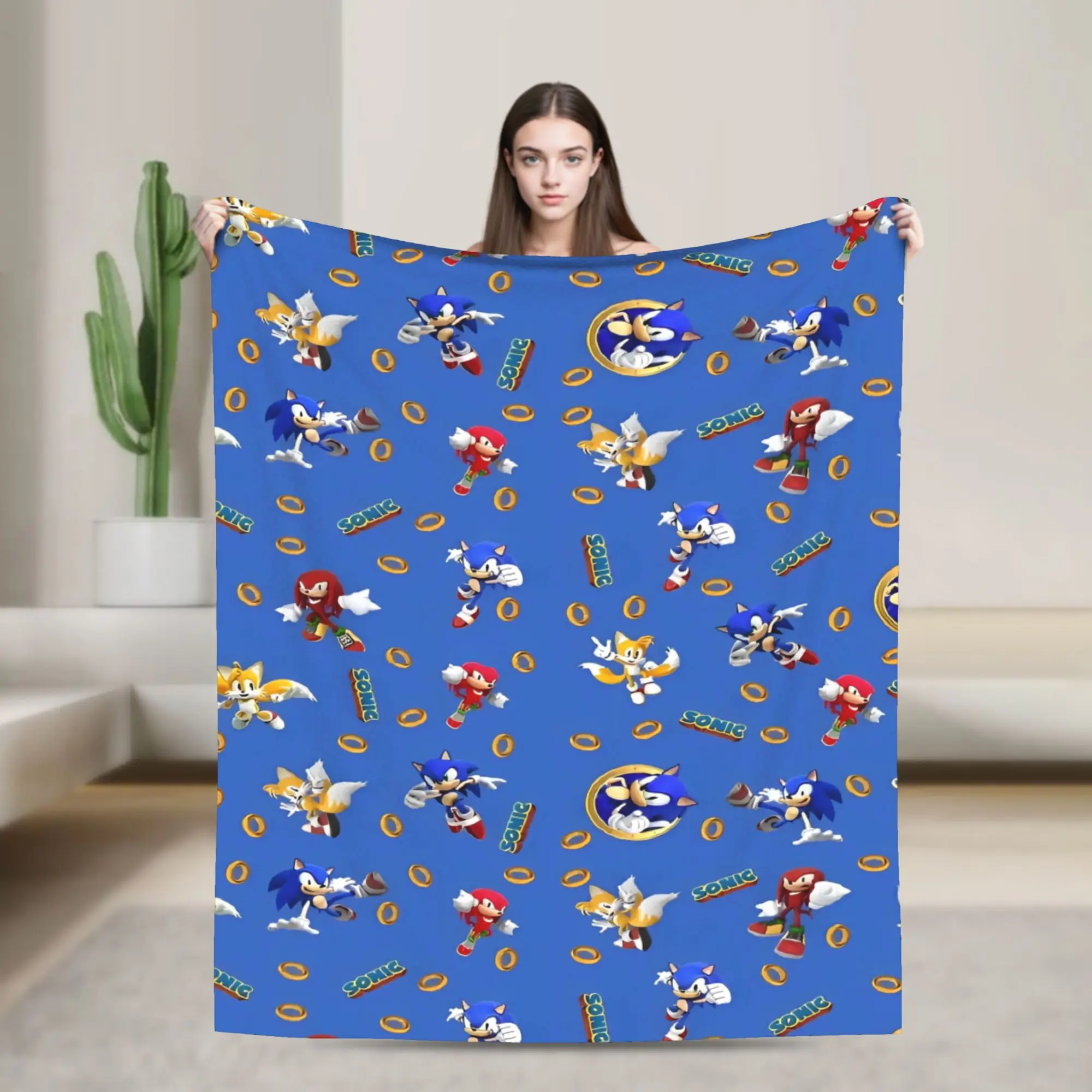 

Фланелевые одеяла Shadow Game Soniced Cartoon, одеяло на заказ для дома, 200x150 см, плюшевое тонкое одеяло