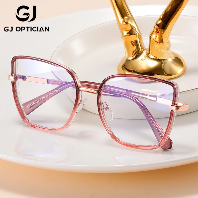 

GJ OPTICIAN модные пластиковые титановые градиентные очки по рецепту легкие антисиние очки для чтения прогрессивные очки для близорукости