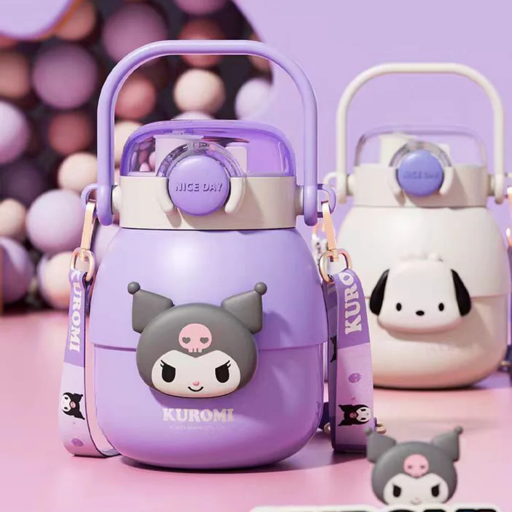 

Genuine Sanrio Cinnamoroll Kuromi Stainless Steel Insulated Cup Kawayii Pochacco 880Ml Large Capacity Cartoon Water Bottle Gifts
