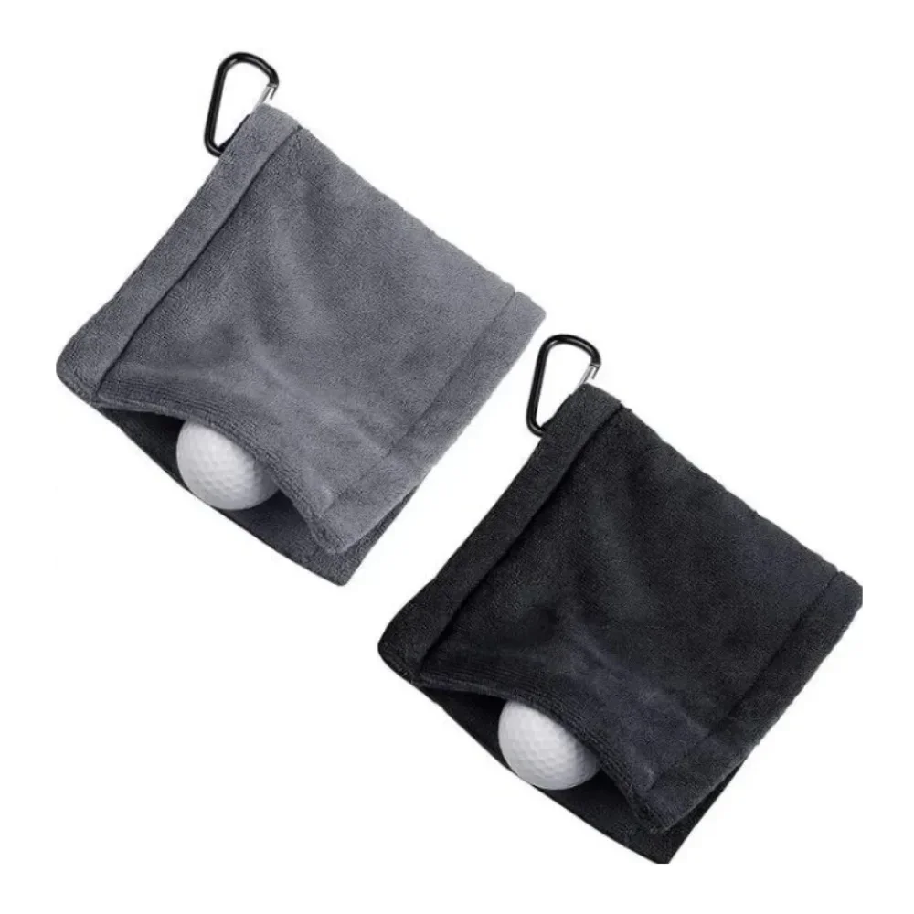 14*14cm Golf Towel High Water Absorption Carabiner Hook Sweat-Absorbent Wiping Cloth for Cleaning Golf Club
