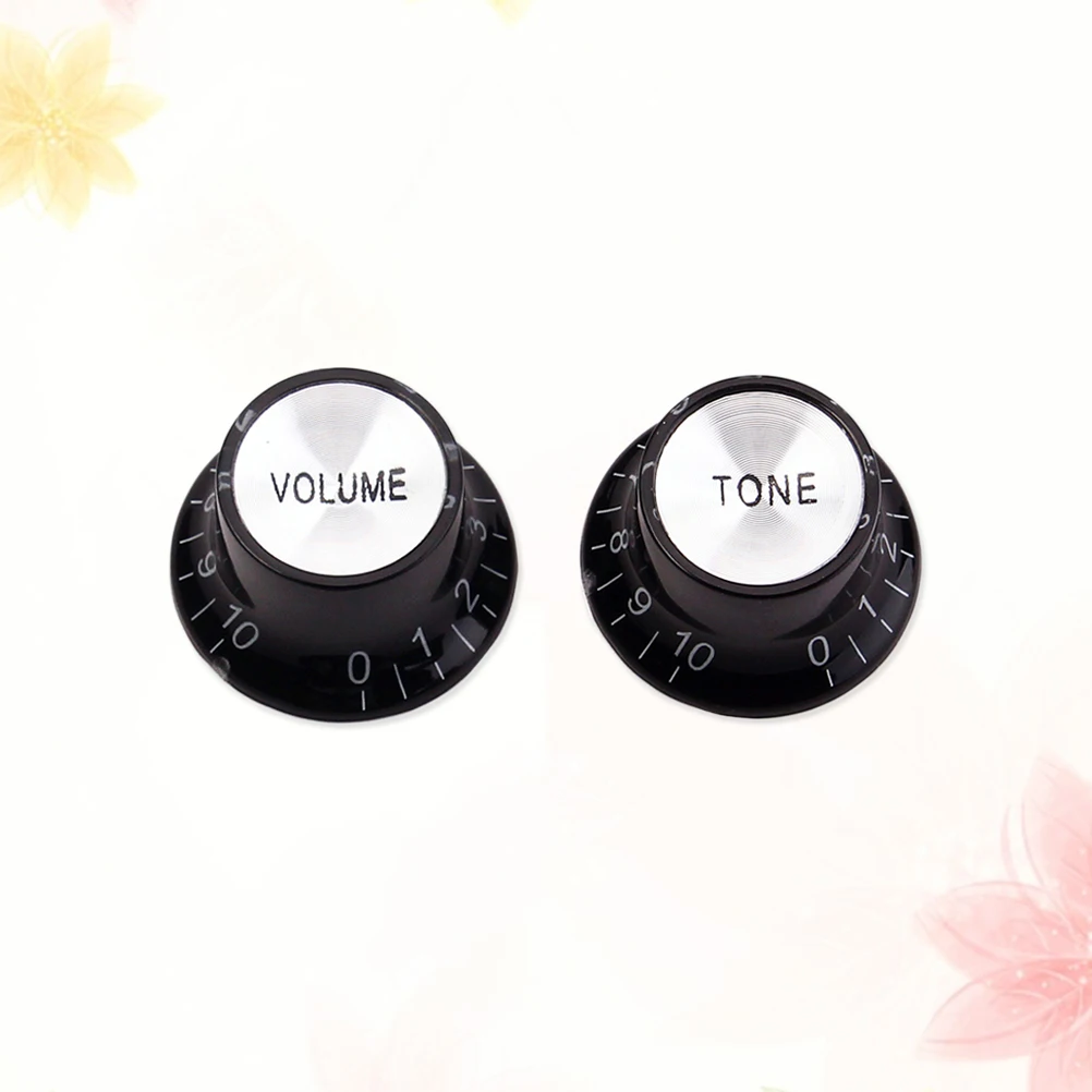

2 Pcs Electric Guitar Knob Tone Bass Black Knobs Parts Control for Volume Cap Potentiometer