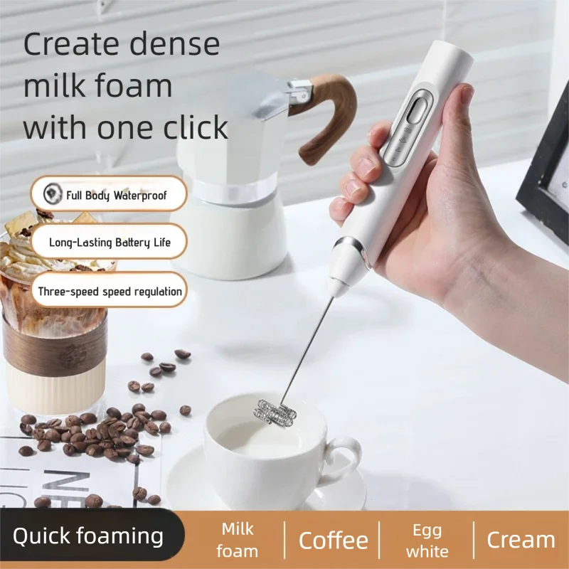전기 우유 거품기 미니 핸드헬드 무선 강력한 타입-C 충전식 편리한 커피 우유 거품기 주방용 거품기