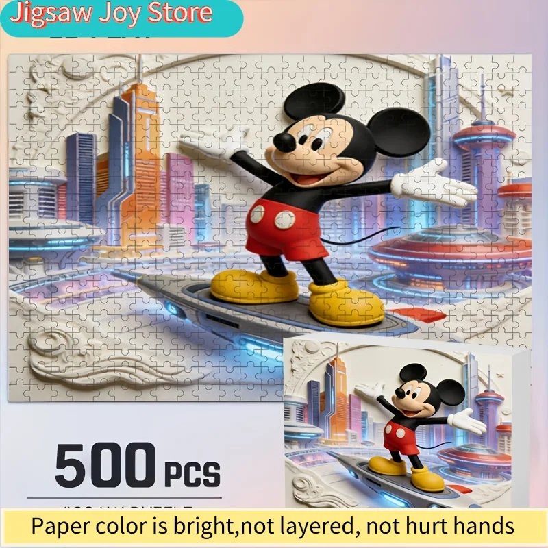 

Плоский 2D-постер-пазл Disney с Стичем и Микки Маусом, безрамный принт для взрослых головоломок, настенный декор для спальни, подарок для любимых