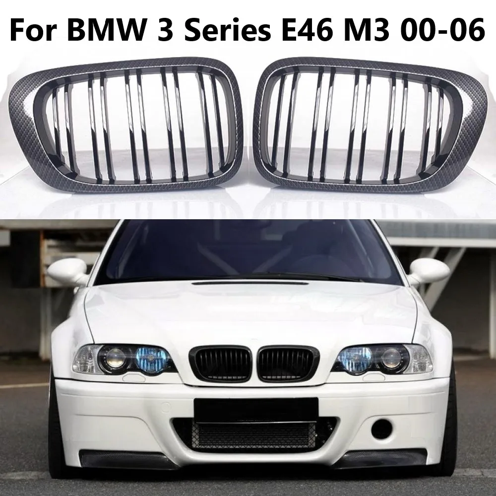 

Carbon Fiber Car Front Hood Kidney Grill Grille Snap-on For BMW 330ci Coupe Cabriolet Pre-Facelift For E46 2 Doors 1999-2002