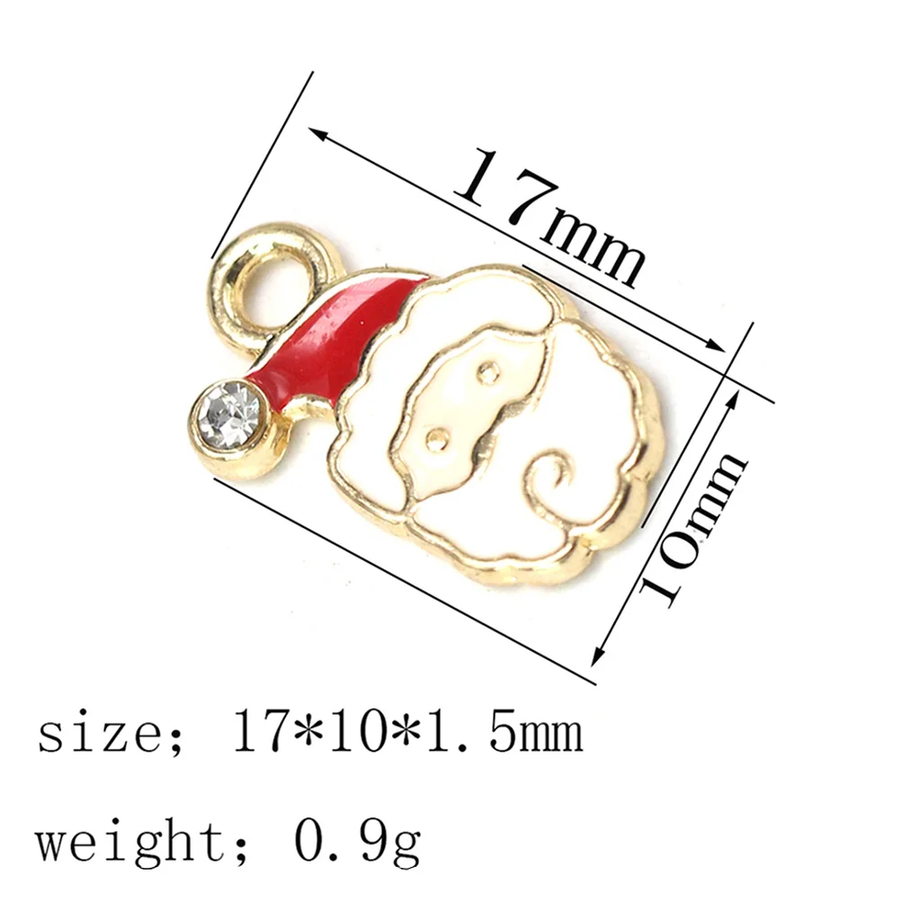 

10pcs Zinc Alloy Christmas Santa Head Charms Colorful Jewelry Making DIY Accessories Pendant Set Cartoon Style