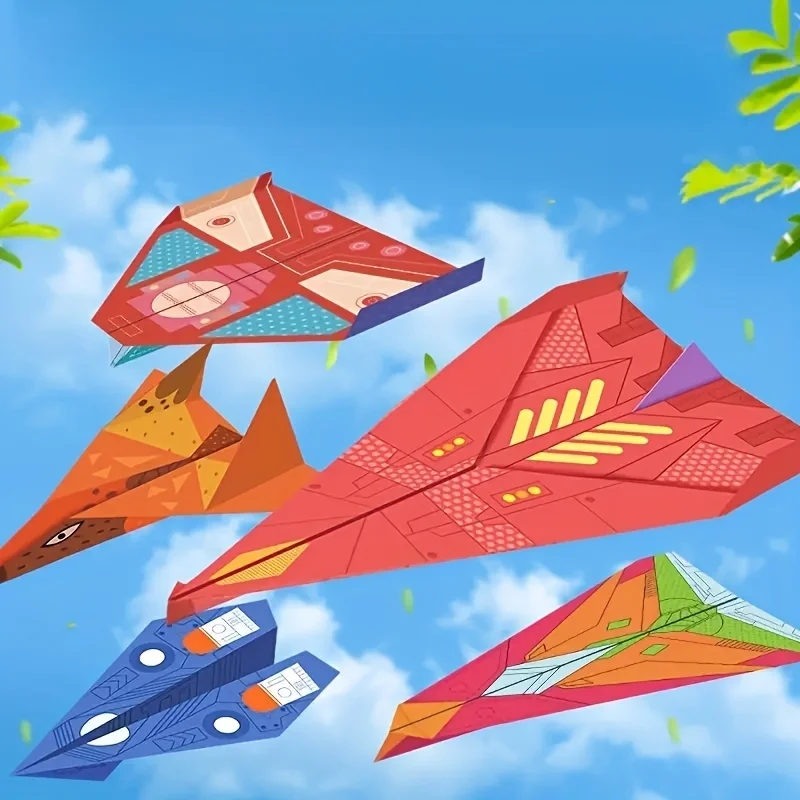 

Paper Handmade Airplane Toys Origami Art Learning Folding Airplane Origami Set Cartoon 3D Versatile Paper Aircraft for Children