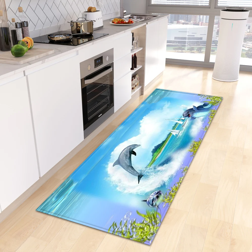 Underwater World Kitchen Rug Entrance Doormat Bath Hallway Anti-Slip Foot Mat Custom Bedroom Living Room Floor Decor Home Carpet