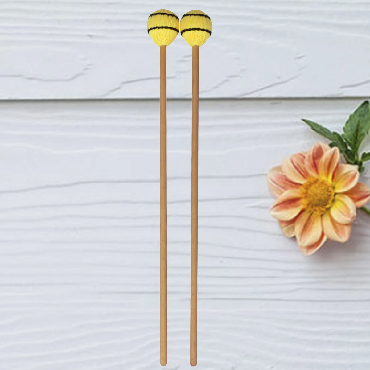 

1Pair Marimba Mallets Medium Blue Yarn Head Polished Beech Shaft Balanced Durable for Indoor Outdoor Concert Playing