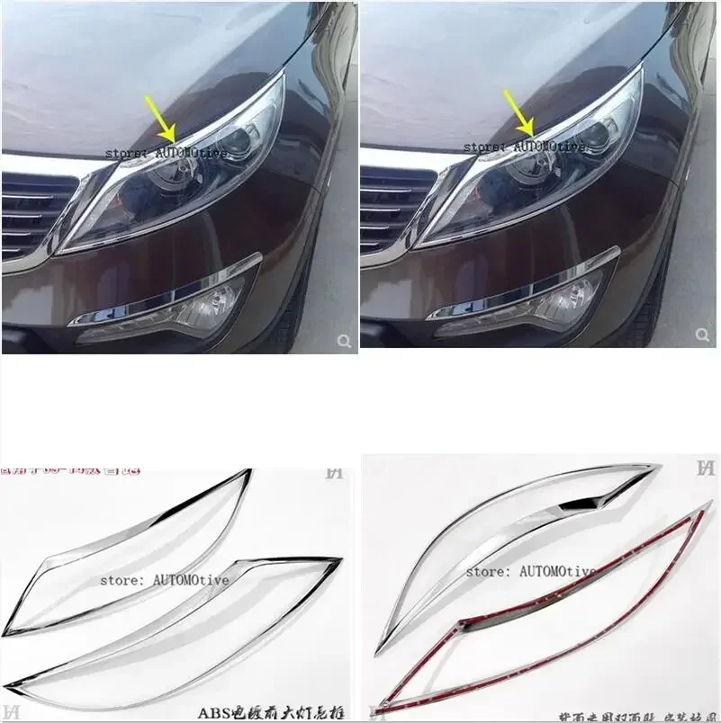 ABS Chrome Head Light Lamp Cover Trim For 2009 1010 2012012 2013 2014 for Kia Sportage R