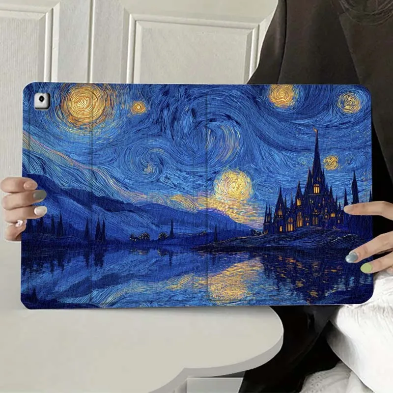 

Чехол для планшета Apple iPad Pro Air 13 2 7th 6th 2025 M2 M3 M4 M5 12.9 13 дюймов, складной, с дизайном «Картина маслом: Пейзаж», в подарок