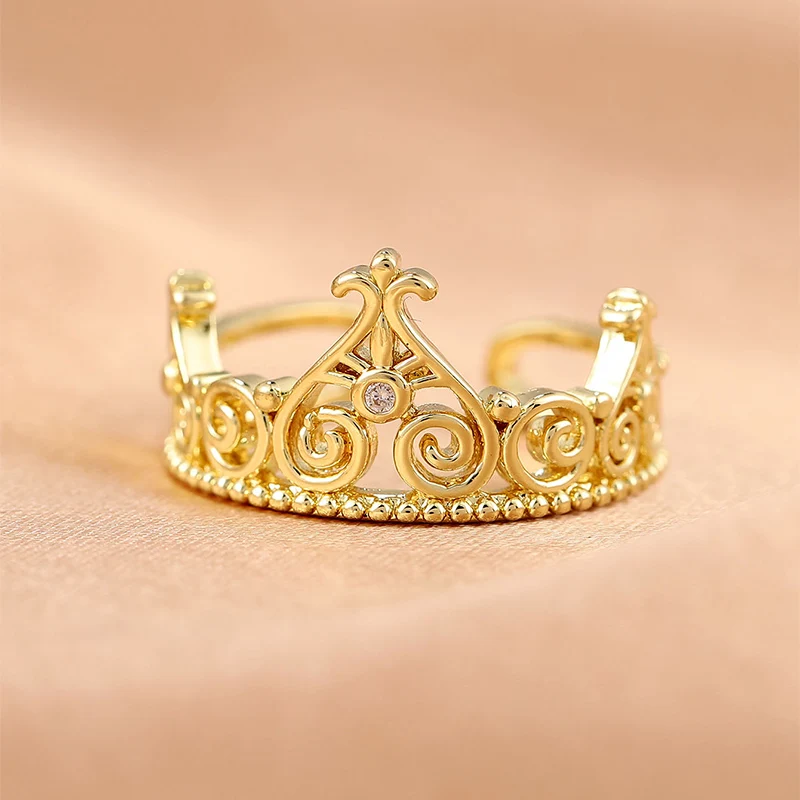 Mewanry Sparkling Multicolor Zircon Crown Rings For Women Creative Trendy Classic Sweet Temperament Birthday Party Jewelry Gifts