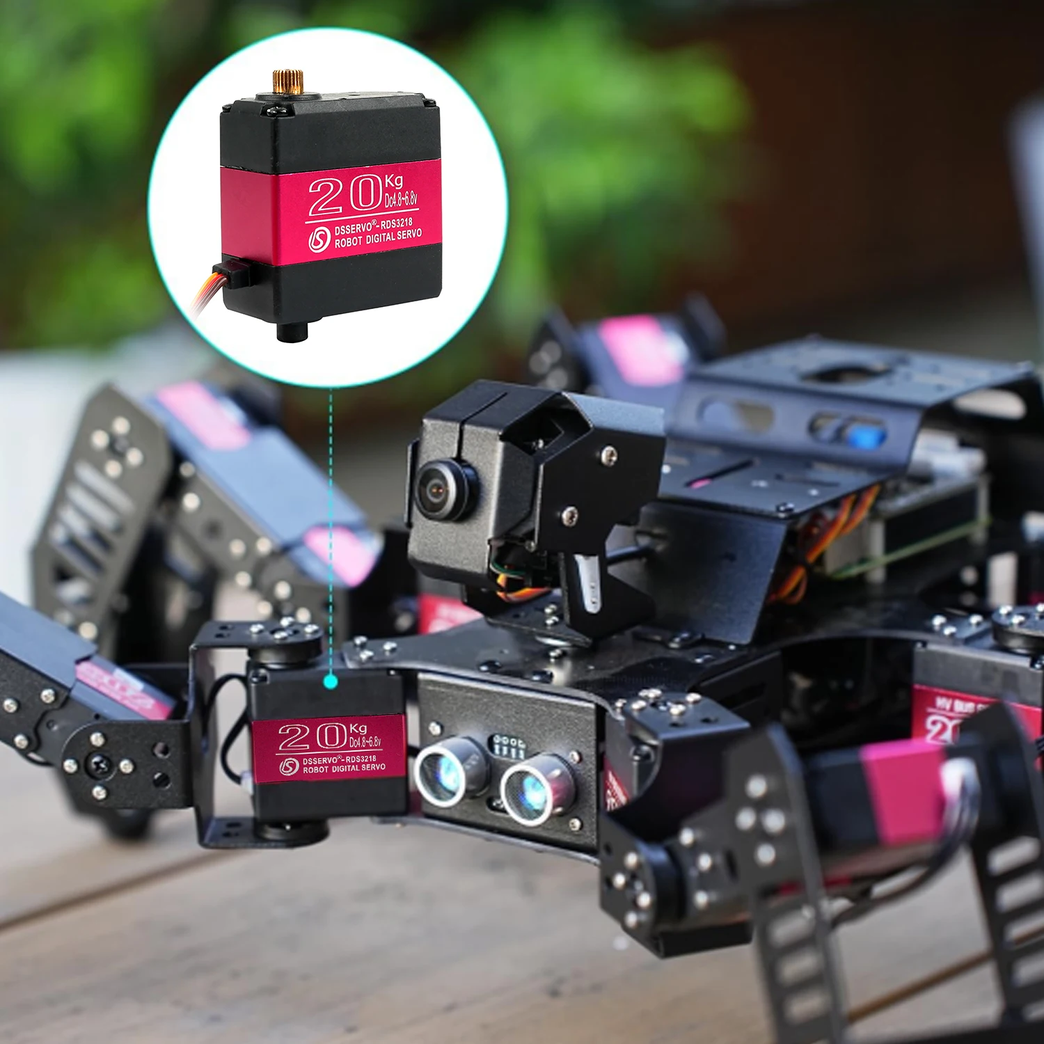 Servo digital de eixo duplo rds3218, 20kg, com suporte de montagem em u, 180/270 graus, servo ip66, alto torque, metal completo para carro robô rc