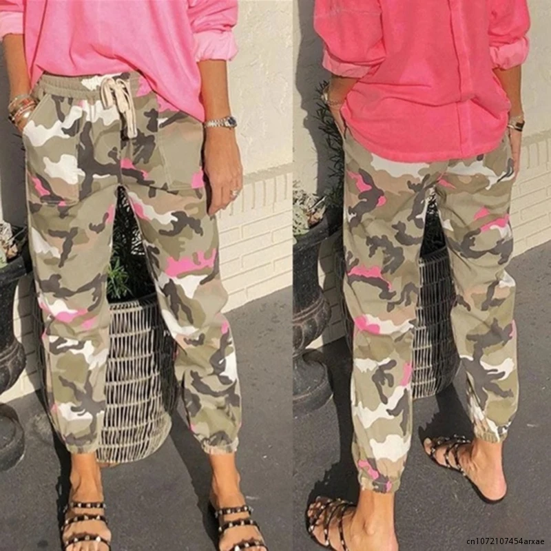 Camouflage Streetwear Cargo Pants Women Casual Joggers Black High Waist Loose Female Trousers Korean Style Ladies Pants