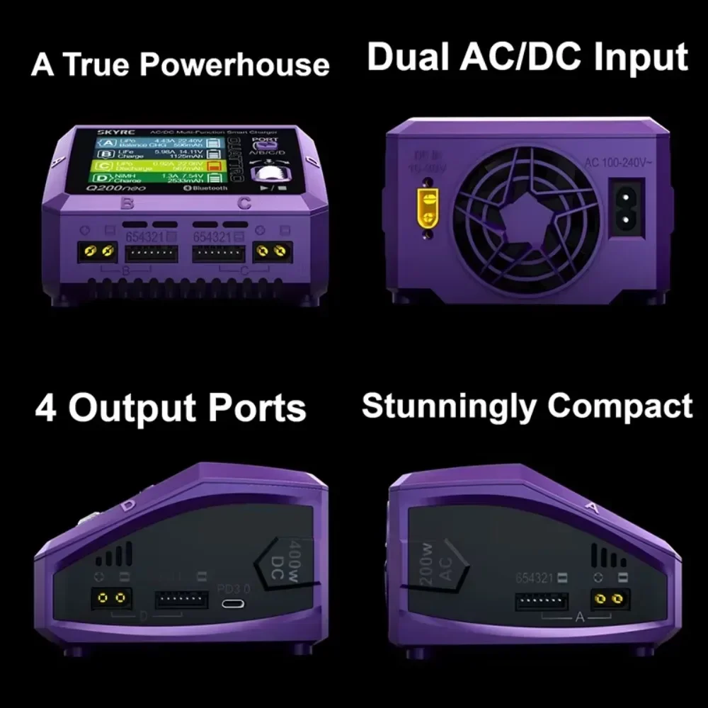 SkyRC Q200neo Lipo แบตเตอรี่ Charger Discharger AC200W DC400W 10A สําหรับ 1-6S LiPo Li-Ion Life LiHV 2-15s NiCd NiMH PB