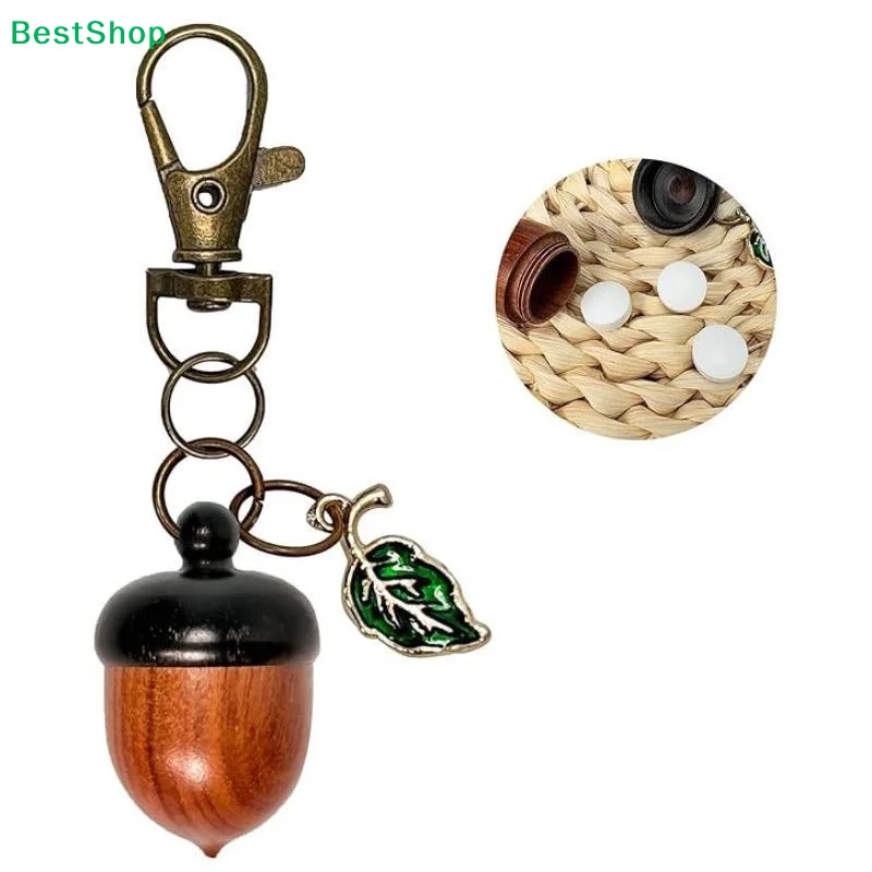 〔Y〕Acorn Shape Medicine Pill Box Mini Portable Medicine Tablet Container Store Small Items Keychain Durable Granule Storage Box