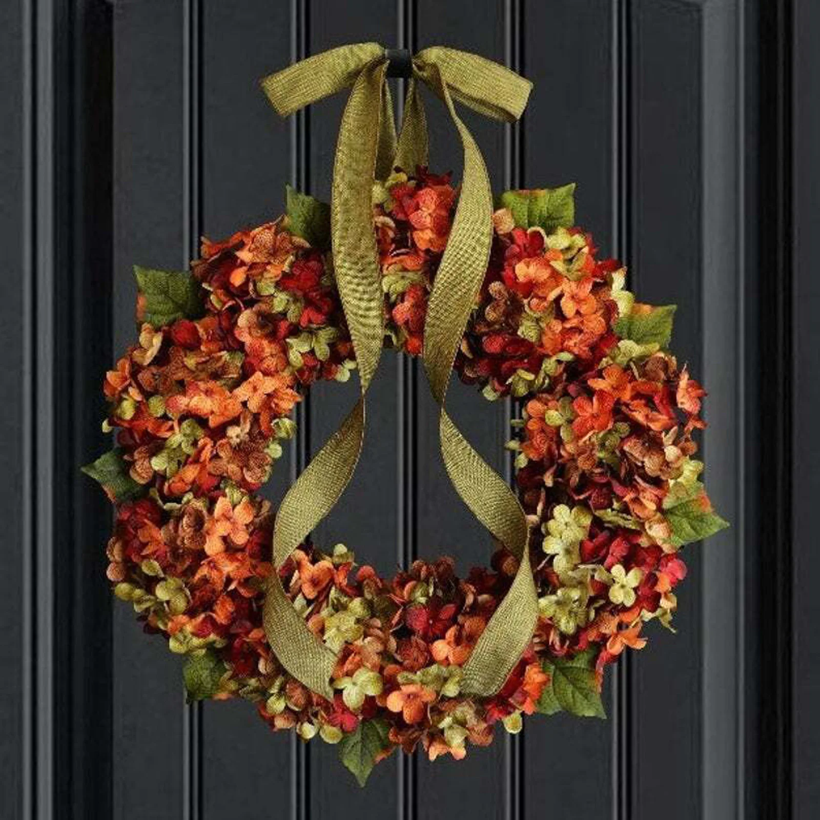 

7.72 Inch Fall Floral Garland Decoration Thanksgiving Hydrangea Bowknot Wreath for Front Door1