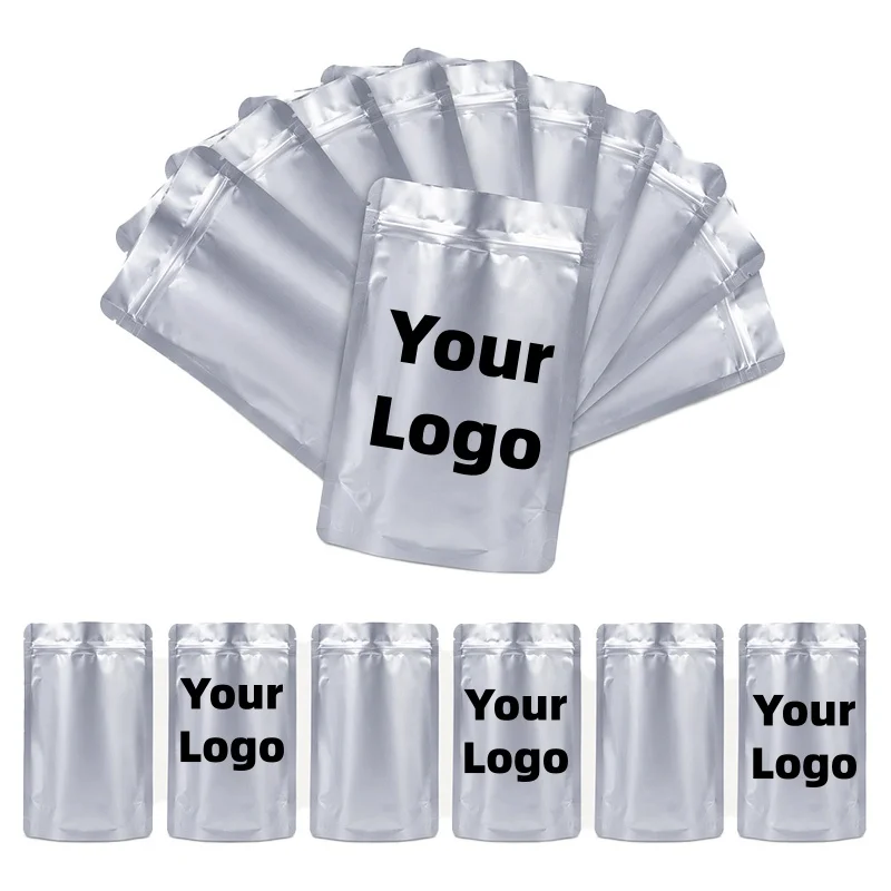 Stand‑Up Resealable Aluminum Foil Zipper Pouches, Custom Logo Available, Food Storage Bags for Matcha Cocoa Powder Tea Sn
