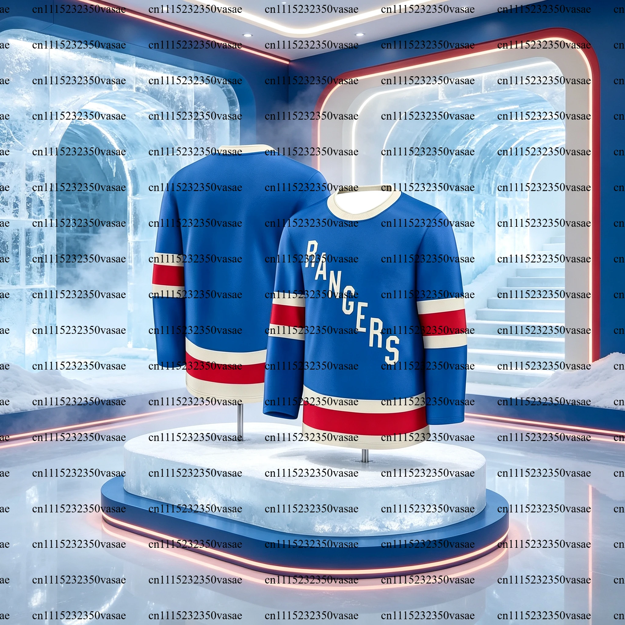 2026 Men's New Ice Hockey Training Suit - Rangers Team 3D Printed Embroidery Moisture-Wicking Long-Sleeved Shirt T-Shirt Kids