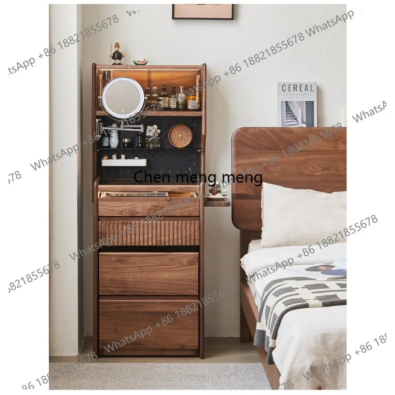 Black walnut dresser solid wood bedroom makeup table modern simple narrow bedside storage