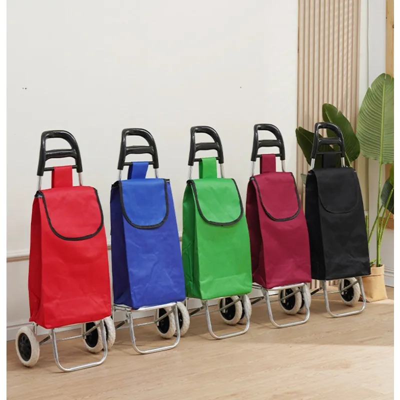 

Medium Curved Handle Grocery Cart Home Use Stair Climbing Hand Cart Small Supermarket Shopping Market Cart for Easy Carrying