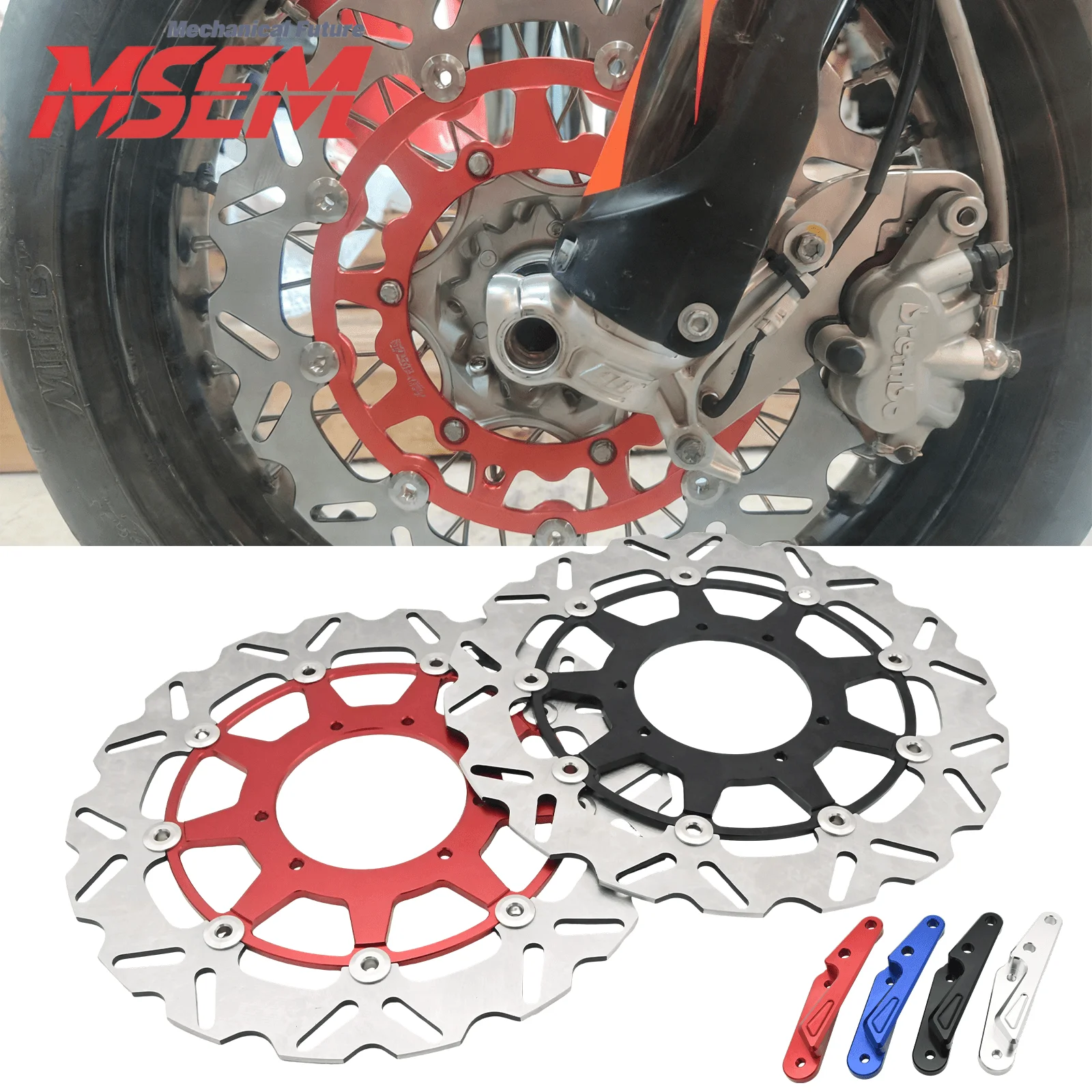 320mm Front Floating Brake Disc Caliper Bracket For Honda CR CRF 250R 450R 250X 450X 450RX 2002-2023 Dirt Bike Parts