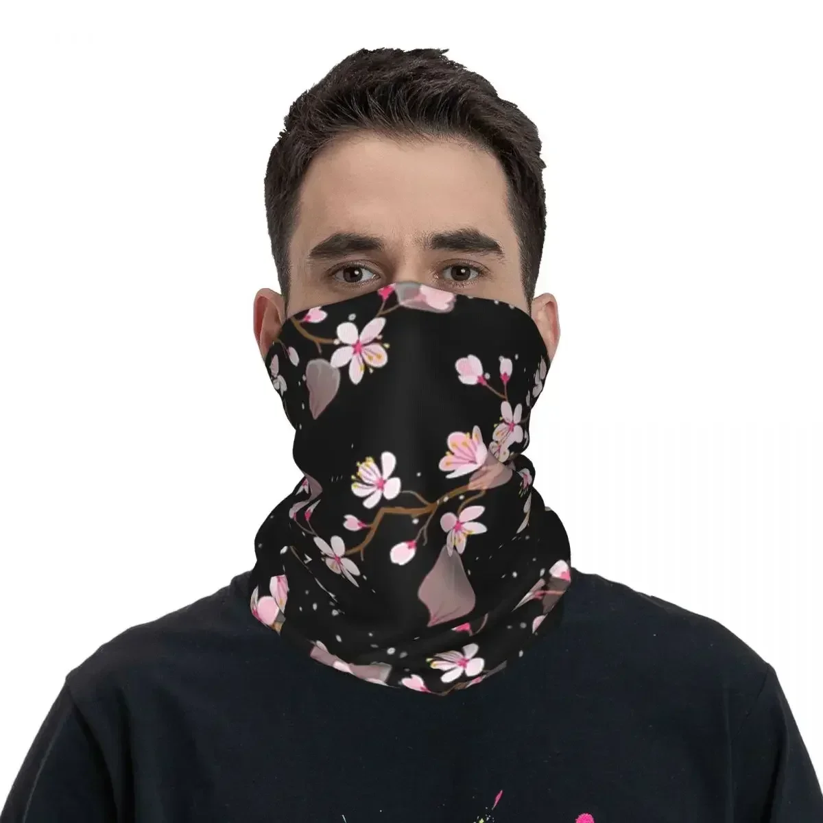 Japanese Sakura Branch Bandana Neck Gaiter for Hiking Camping Women Wrap Scarf Flowers Floral Cherry Blossom Balaclava Warmer