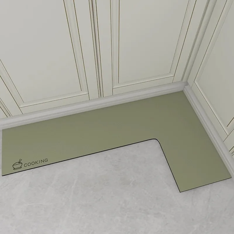 Super Absorbent Kitchen Floor Mat Diatom Mud Pvc L-shaped Carpet Anti-Slip Oil Absorbent Washable Rugs Alfombra Cocina 주방바닥매트