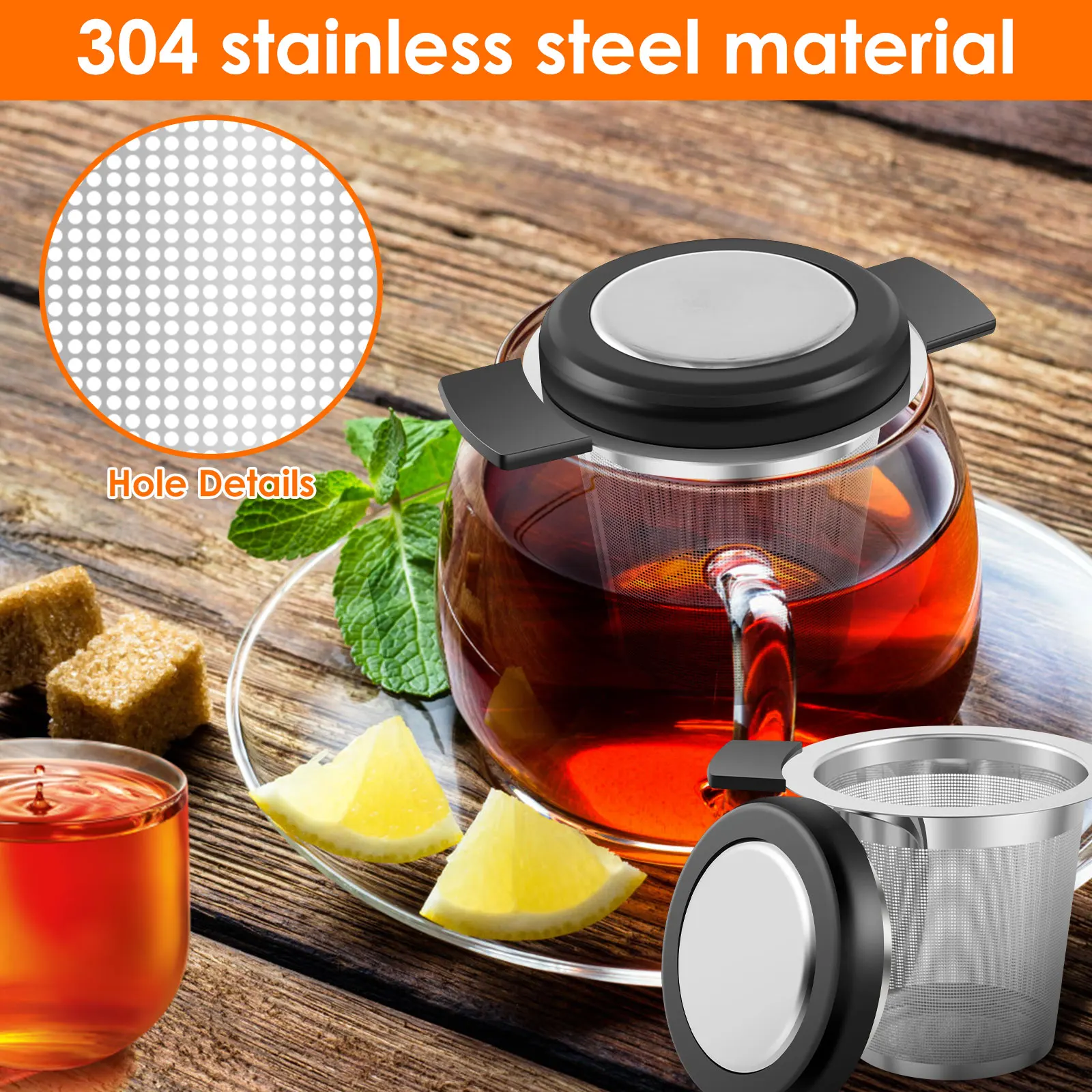 8Pcs Stainless Steel Tea Infuser Large Capacity Fine Mesh Tea Strainer Portable Loose Tea Tea Steeper Double Handle Tea Diffuser