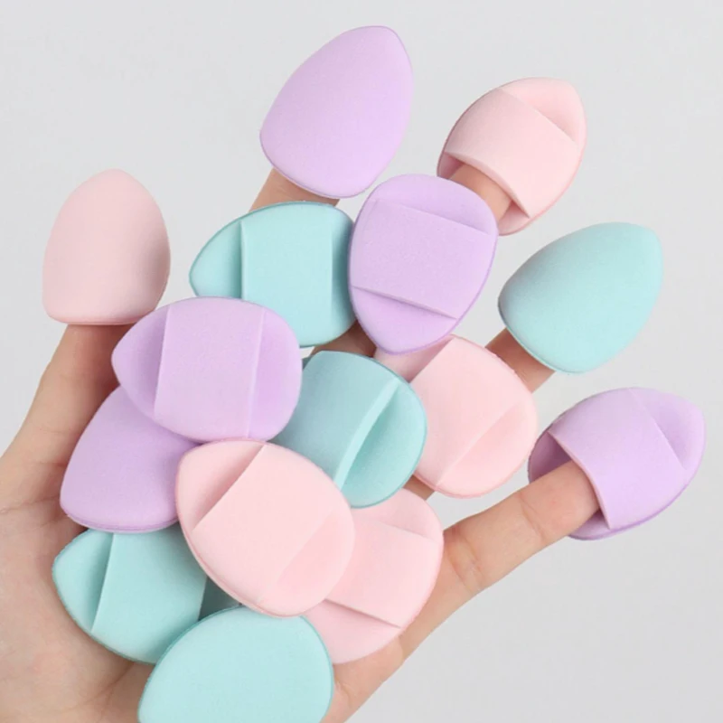 50 ピース/ロットソフトメイクアップスポンジミニフィンガーパウダーパフドライウェット両用パフフェイシャルコンシーラーメイクアップツール美容用品