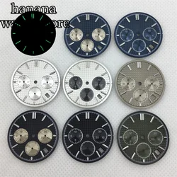 31.5mm VK63 Quartz watch dial black and white Blue suitable VK63 movement chronograph Multi-function modification of watch parts