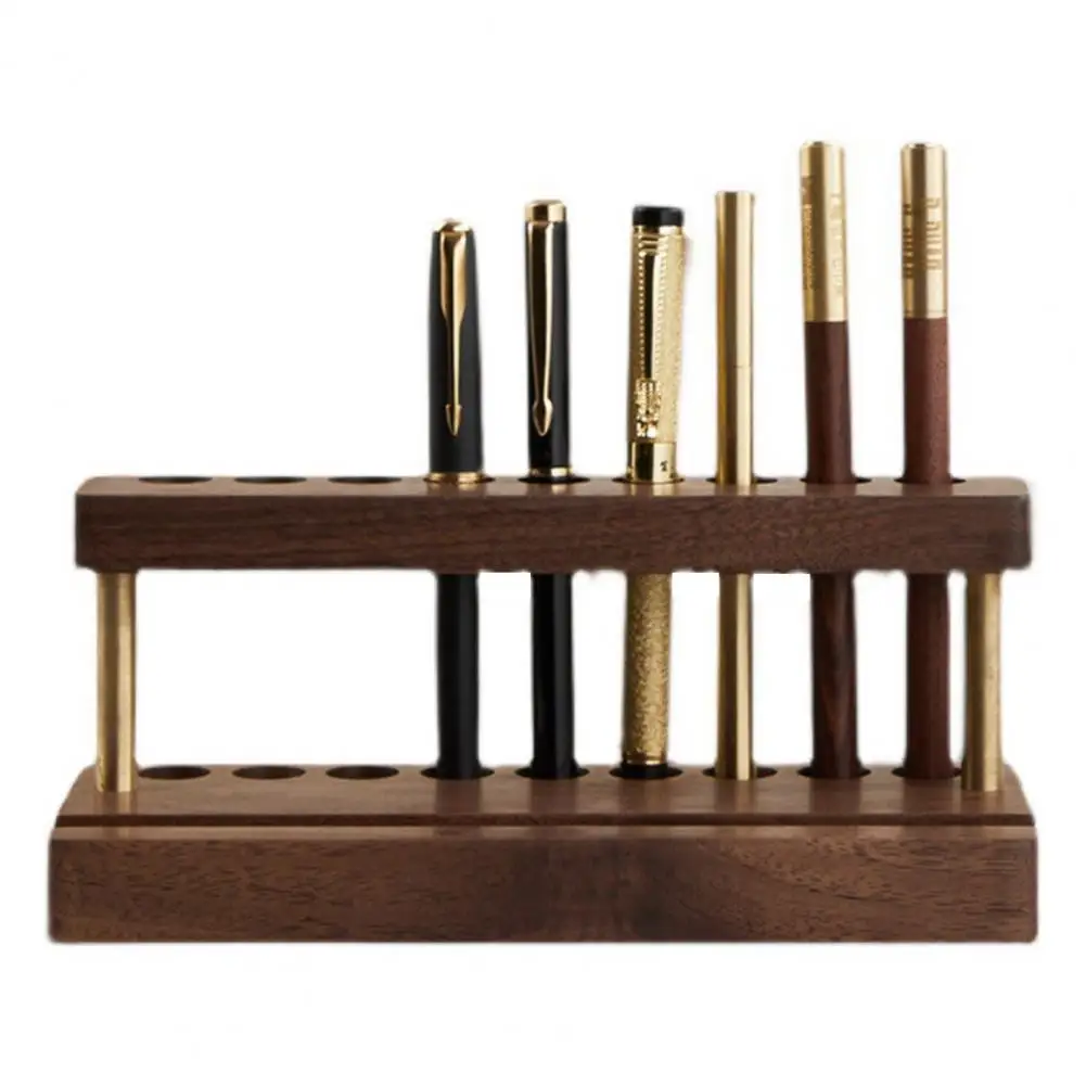 حامل أقلام خشبي مع 9 فتحات ، مستلزمات مكتبية ، منظم مكتب ، حامل هاتف خلوي ، بسيط ، حديث