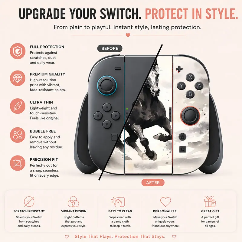 Creative pattern SWITCH game console protective film, with natural touch and comfortable feel, featuring personalized designs