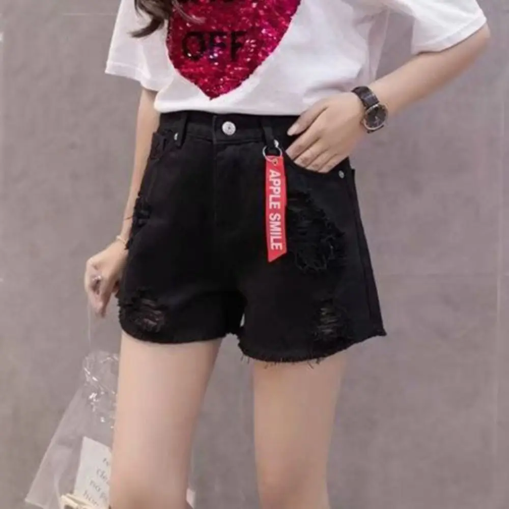 عارضة ممزق جان السراويل شرابة عالية الخصر السراويل القصيرة المتوترة الخام تنحنح كل مباراة الفتيات القصيرة المتعثرة