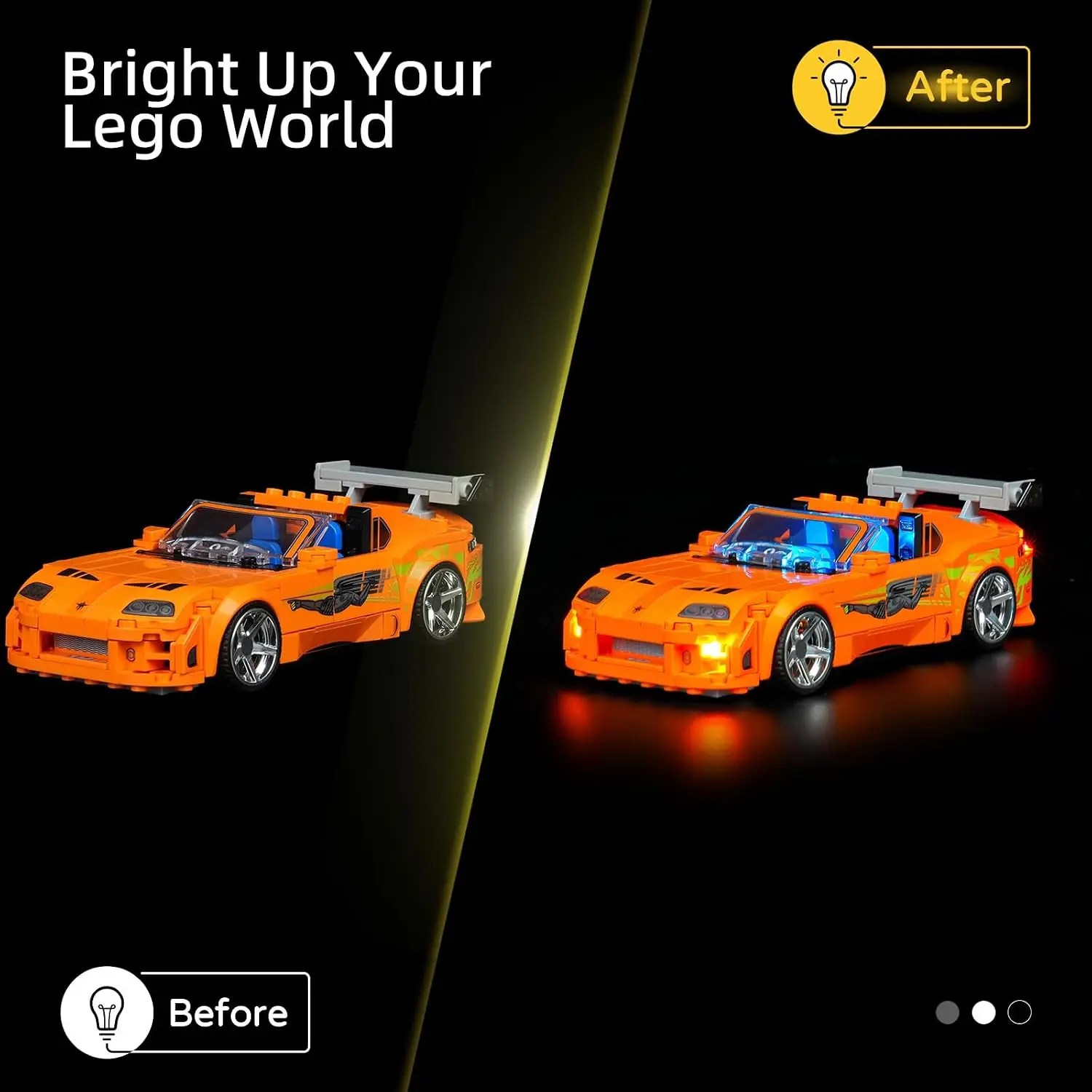 HPROSPER LED Light (No Model) For LEGO 77260 Speed Champions The Fast and The Furious Toyota Supra MK4 With Battery Box view 4