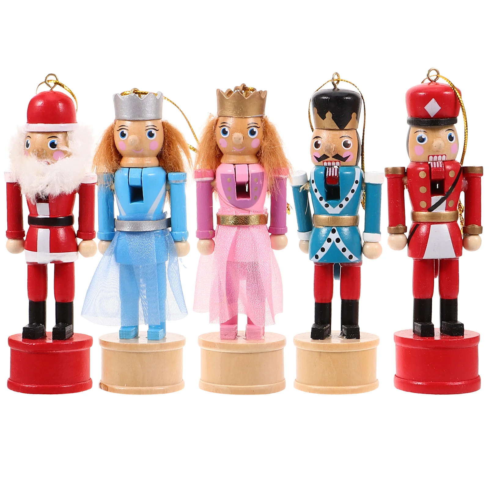 

5 Pcs Nutcracker Ornaments Wood Nutcrackers Christmas Tree Figurine Table Decor Festival